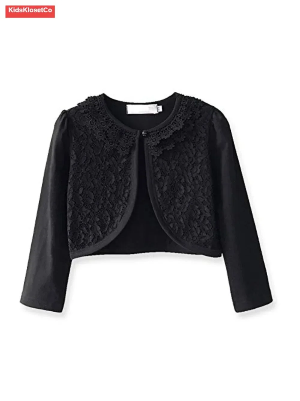 Lace Bolero Cardigan Shrug for Girls, Long Sleeve, Sparkle Button, Cotton Blend